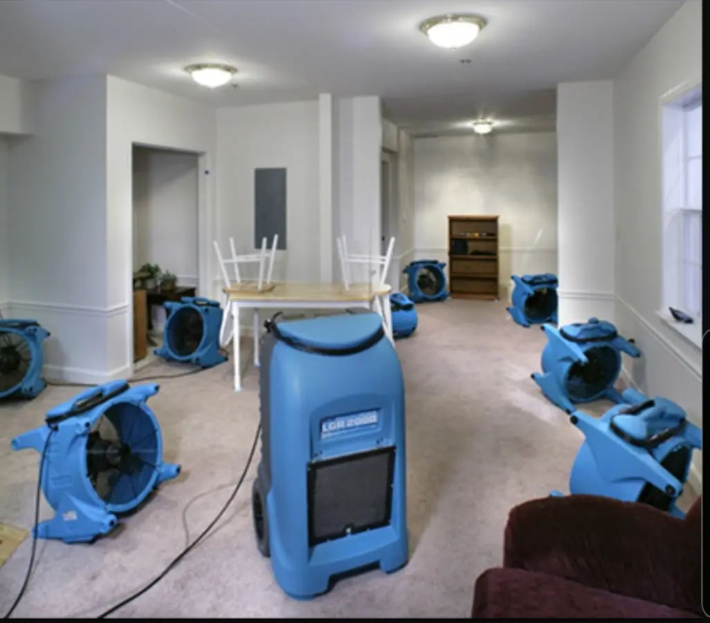 Air movers and dehumidifier setup for Water Damage Restoration in Lithia Springs