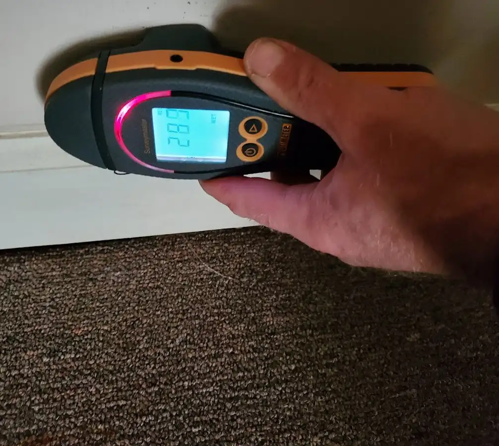 Moisture detection at baseboard during Sewage Cleanup & Sanitation in Lithia Springs